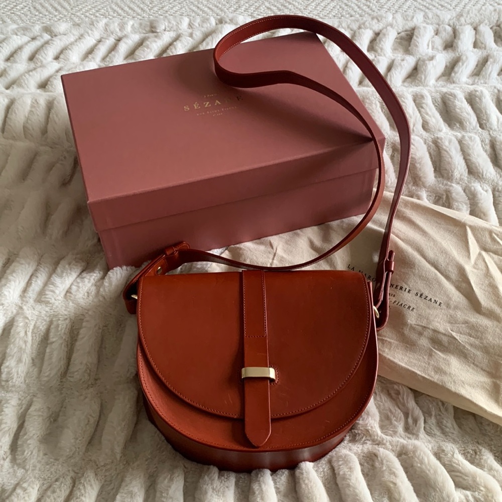 Sezane Sac Claude No.7 Tomette Alisse Heritage Leather Crossbody Bag